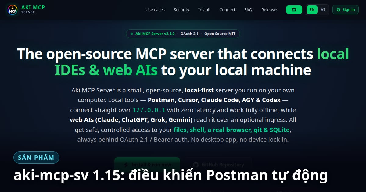 aki-mcp-sv 1.15: điều khiển Postman tự động ngay trong panel