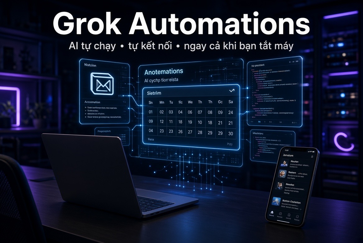 Grok Automations: AI tự chạy, tự kết nối app ngay cả khi bạn tắt máy