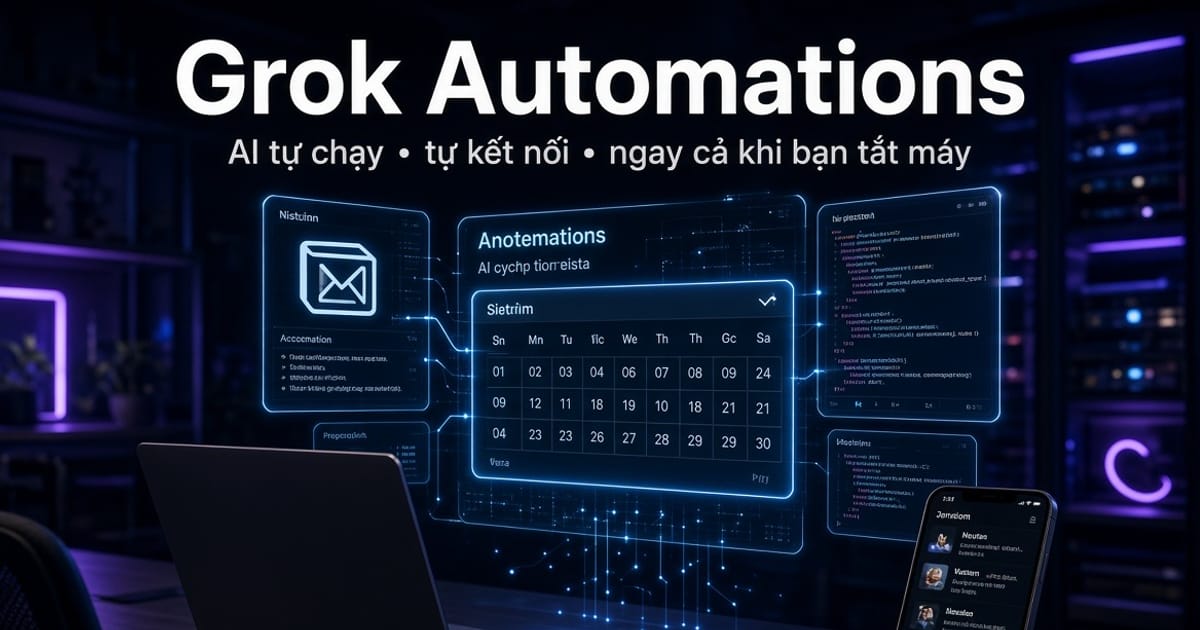 Grok Automations: AI tự chạy, tự kết nối app ngay cả khi bạn tắt máy