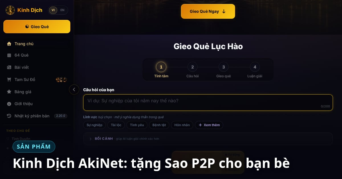 KinhDich.AkiNet.me: tặng Sao P2P cho bạn bè